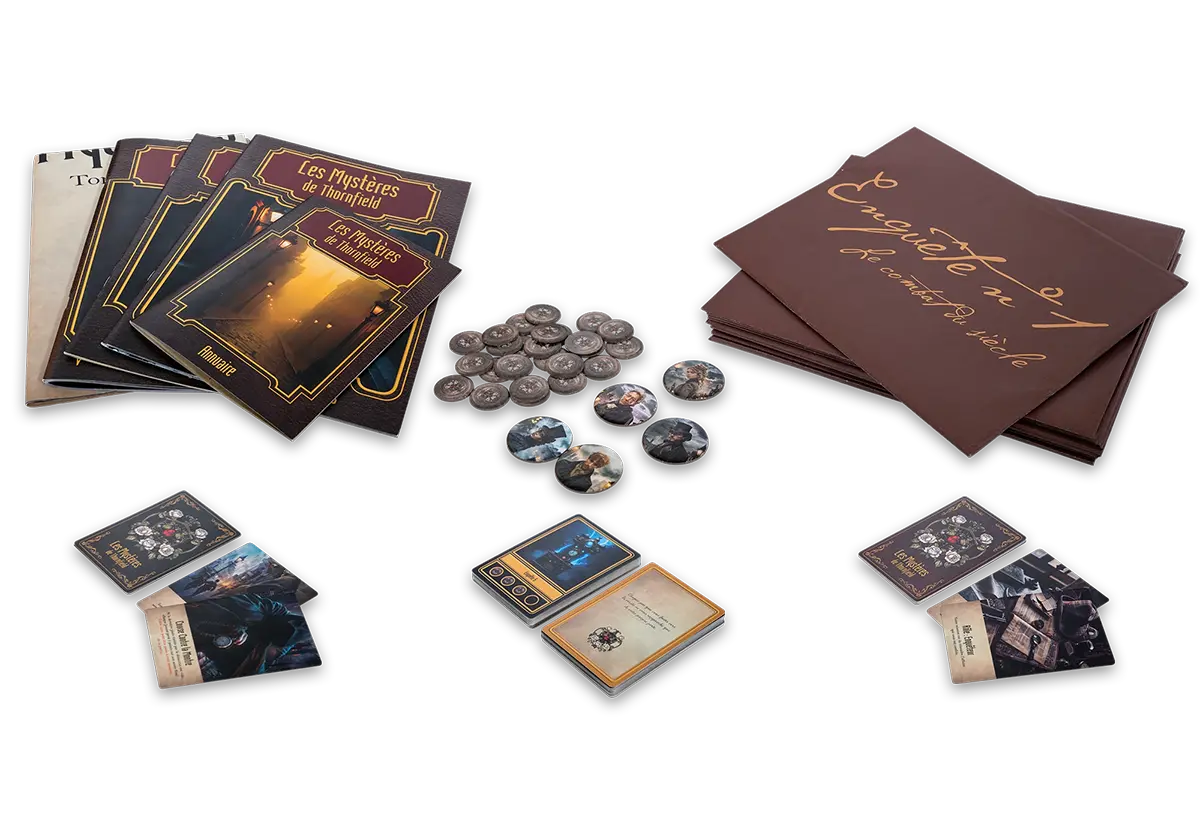 Le coffret du jeu d'enquête Les mystères de Thornfield
